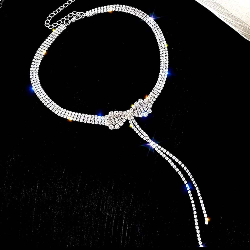 Glam Bow Bling Rhinestone Choker - Picture 2 of 3